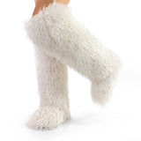 Shaggy Mongolian Fur Women's Knee High Plush Boots