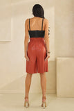 The Sang Faux Leather Drawstring Bermuda Shorts
