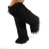 Shaggy Mongolian Fur Women's Knee High Plush Boots
