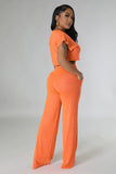 Women's Two Piece Short Sleeves Comfort Crop Top Pants Set