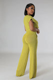 Women's Two Piece Short Sleeves Comfort Crop Top Pants Set