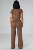 Women's Two Piece Short Sleeves Comfort Crop Top Pants Set