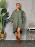 SOLID OVERSIZED BUTTON UP SHIRT DRESS