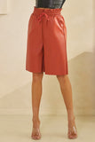 The Sang Faux Leather Drawstring Bermuda Shorts