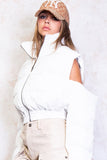 Cold Shoulder Zip Front Puffer Jacket