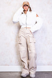 Cold Shoulder Zip Front Puffer Jacket
