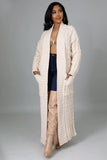 Thick Woven Cable Knit Maxi Long Cardigan
