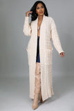 Thick Woven Cable Knit Maxi Long Cardigan