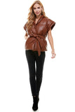Vested Interest Brown Faux Leather Puffer Vest