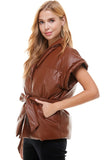 Vested Interest Brown Faux Leather Puffer Vest
