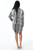 Animal Pattern Print Button Down Midi Dress