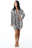 Animal Pattern Print Button Down Midi Dress
