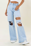 High Waisted Wide Leg Denim Jeans