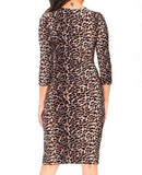 Animal Print Midi Sleeve Midi Dress