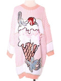 Ice Cream Sequin Pom Pom Sweater Mini Dress