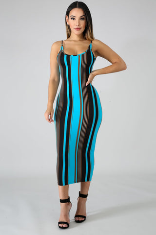 Multi Color Sleeveless Flannel Midi Dress