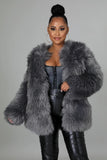 Listen To Your Heart Gray Faux Fur Coat