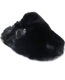 Miss More Slipper Slides Fur Top Finish Buckle