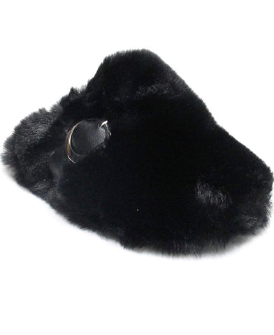 Miss More Slipper Slides Fur Top Finish Buckle