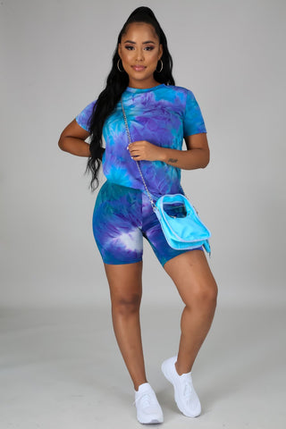 Bike Rider Set Women's Multi Color Biker Short Sleeve Biker Set