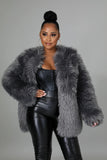 Listen To Your Heart Gray Faux Fur Coat