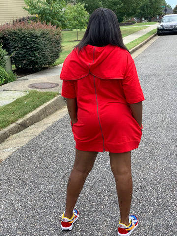 Unisex Hoodie Mini Dress With Zipper Back
