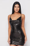 Sexy Sequin Mini Open Back Bodycon Dress