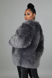 Listen To Your Heart Gray Faux Fur Coat