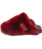 Miss More Slipper Slides Fur Top Finish Buckle