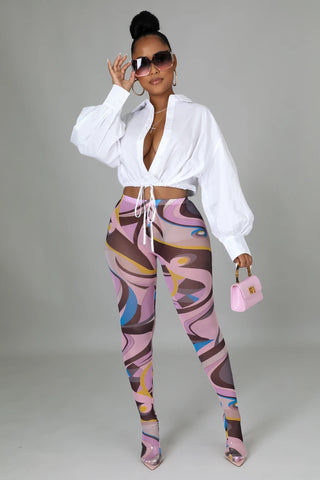 Swirl Mesh Footed Leggings