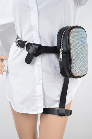 Rhinestone Thigh Belt Bag