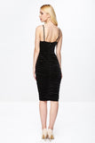 Black Sexy Velour Spaghetti Strap Bodycon Dress