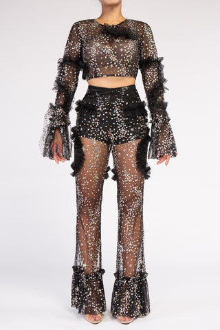 Glitter Ruffle Sheer Mesh Set